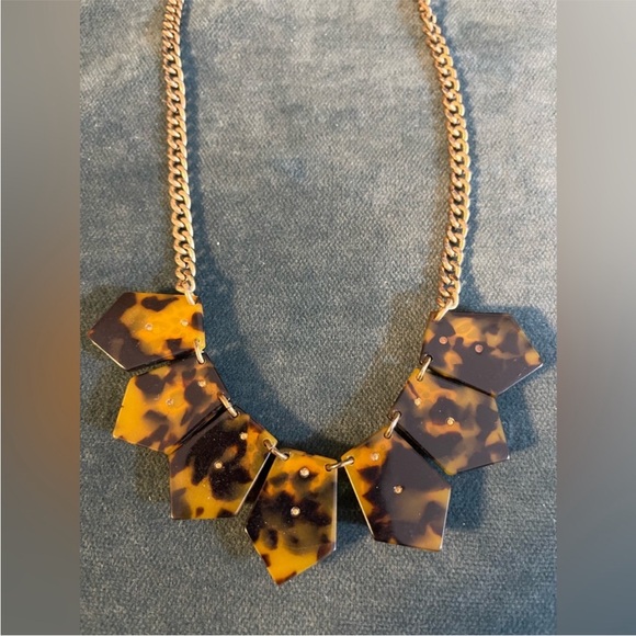 J.Crew Tortoise Shell pattern and Rhinestone necklace - Picture 9 of 9